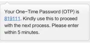 it contains a text message having a OTP(One Time Password). it is a verification message from the official NBI portal. 