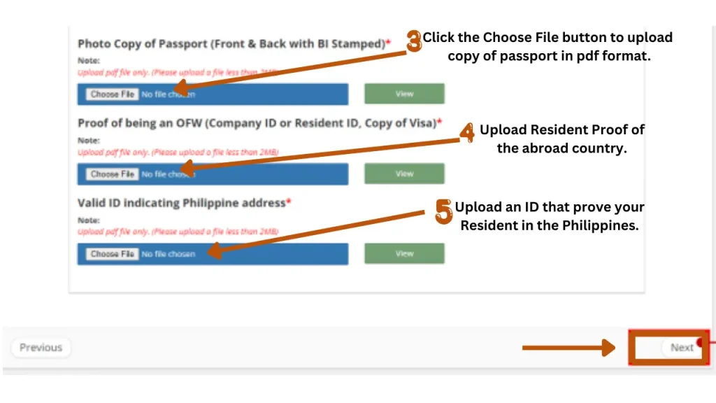 This image contains the guidelines for uploading the other required documents and also view the uploaded documents to make sure that are clear and visible.